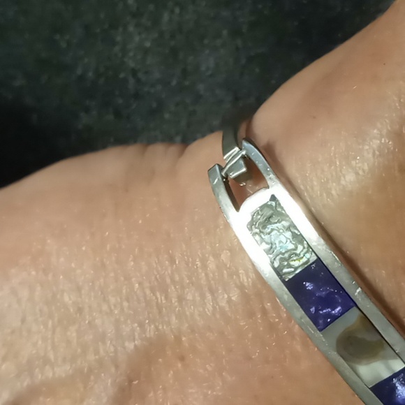 Taxco Mexican silver bracelet with abalone shell inlay - Picture 3 of 6